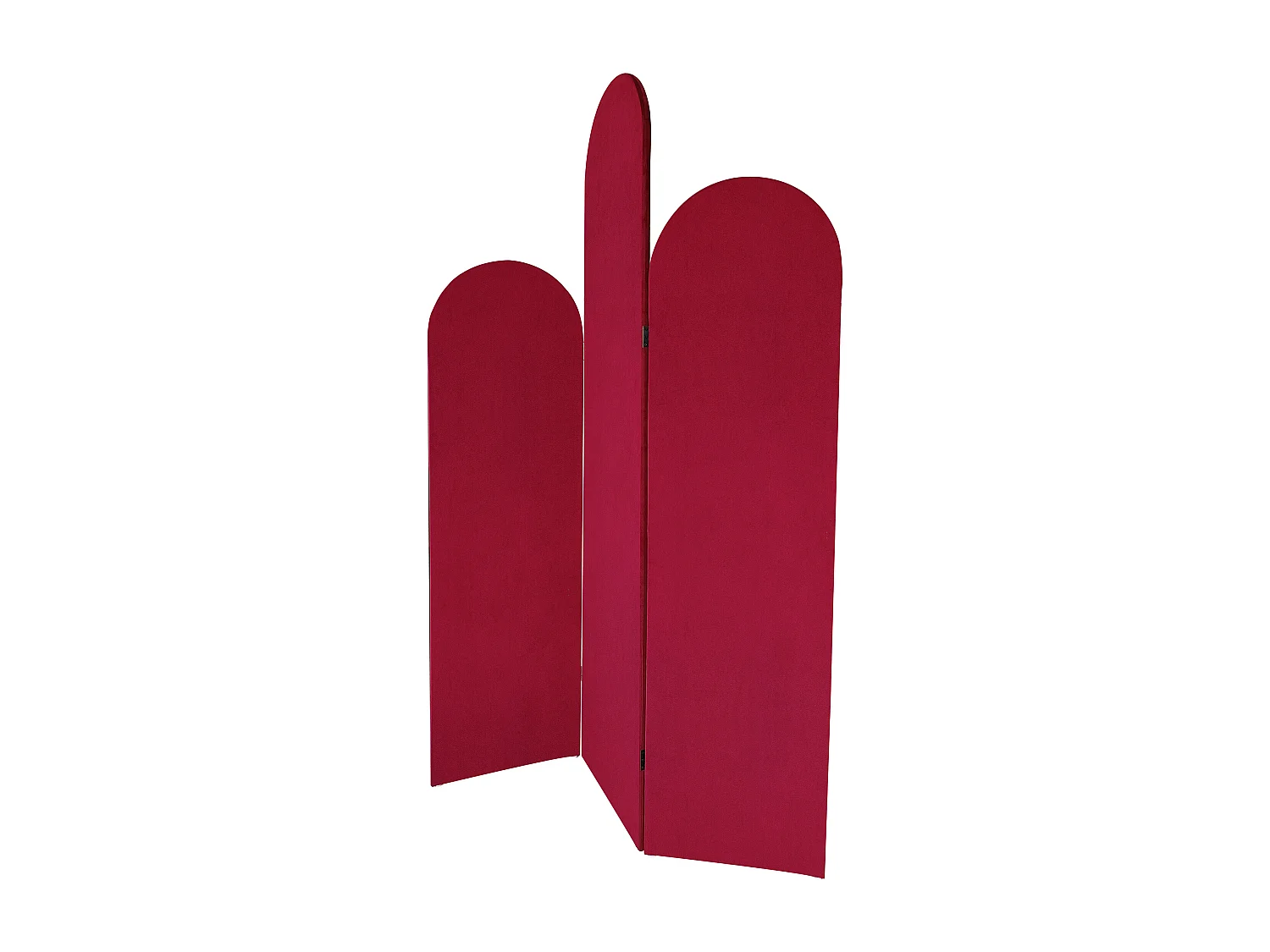 Biombo asimétrico 3 paneles de terciopelo - An. 120 x Alt. 180 cm - Rojo - CARMIDA