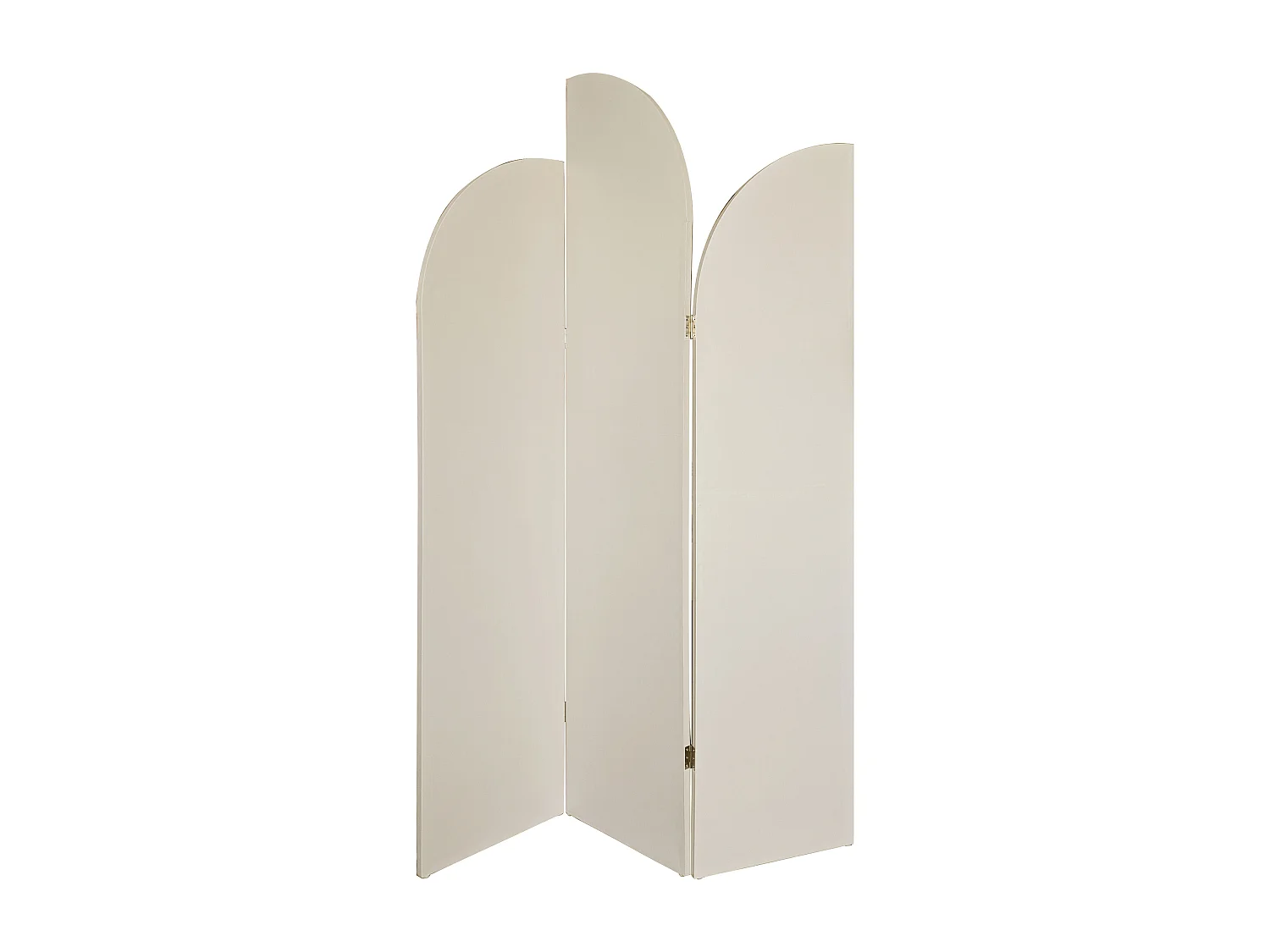 Paravent asymétrique 3 pans en tissu et bois - L.120 x H.180 cm - Crème - SYVANA