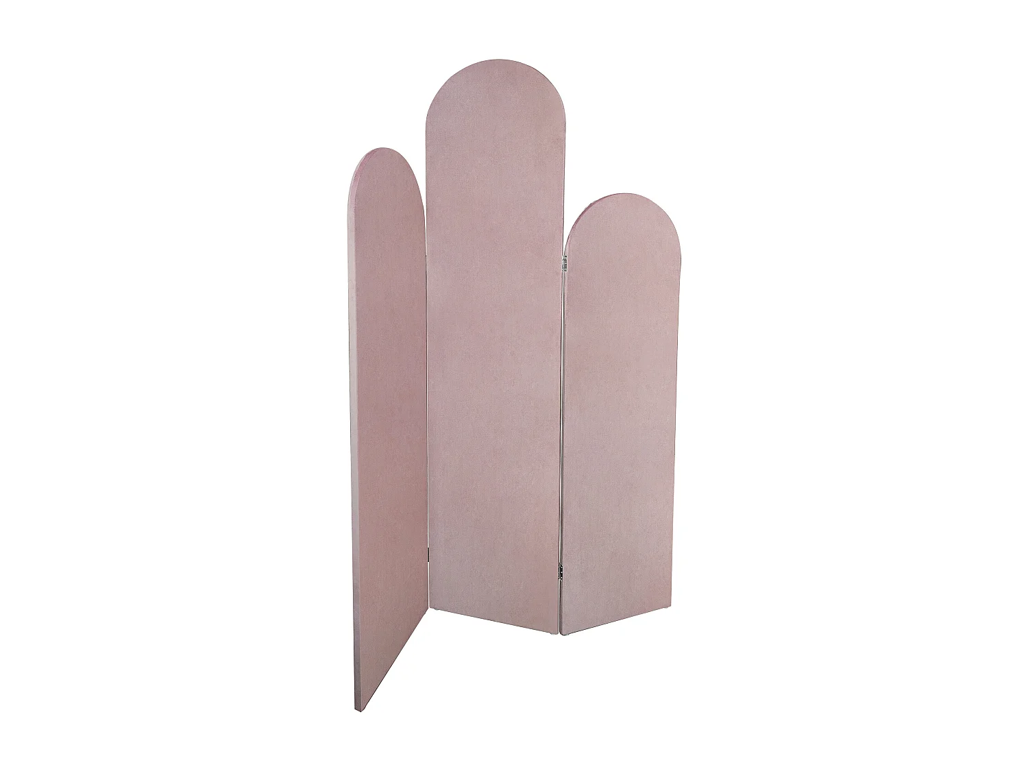 Paravent asymétrique 3 pans en velours  L.120 x H.180 cm - Rose - CARMIDA