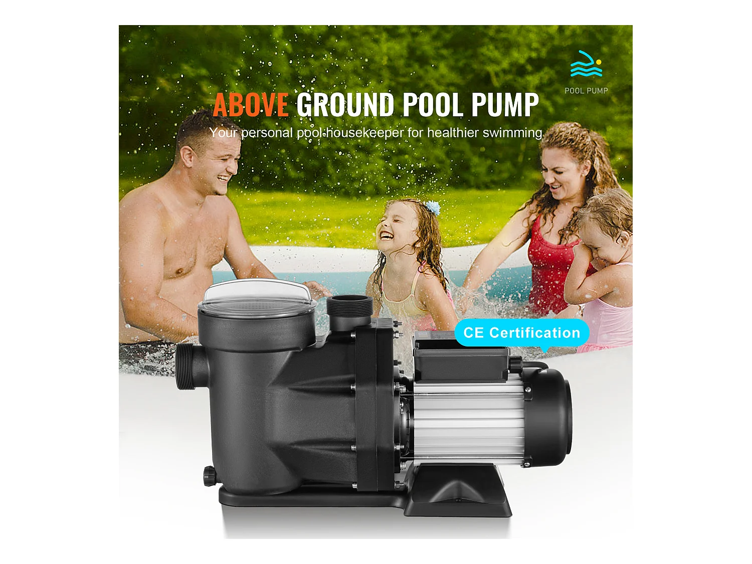 Pompe de Piscine Hors Sol SucceBuy, 1,5 CV, 1100 W, Débit 27800 L/H