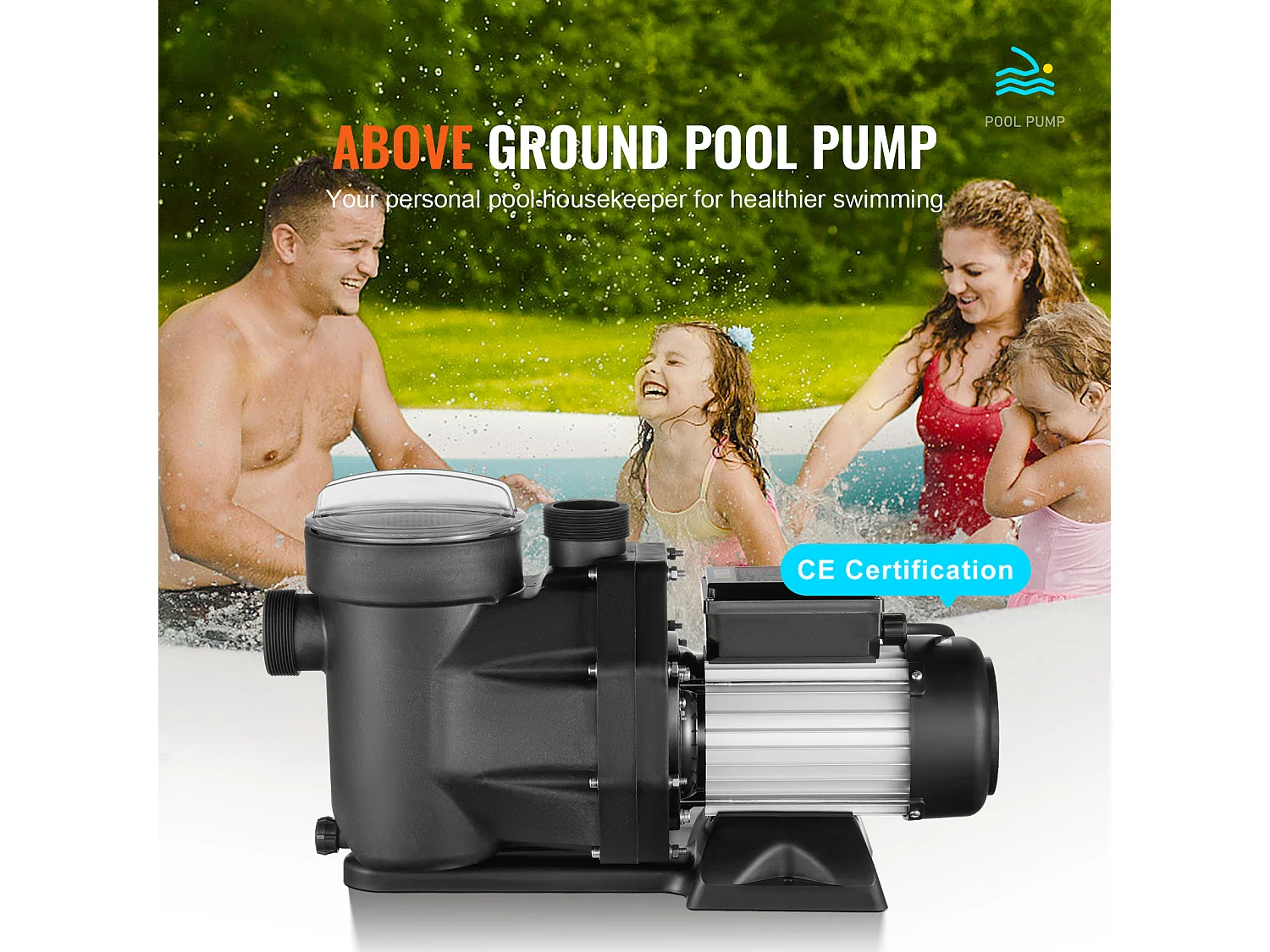 Pompe de Piscine Hors Sol SucceBuy, 1,5 CV, 1100 W, Débit 27800 L/H