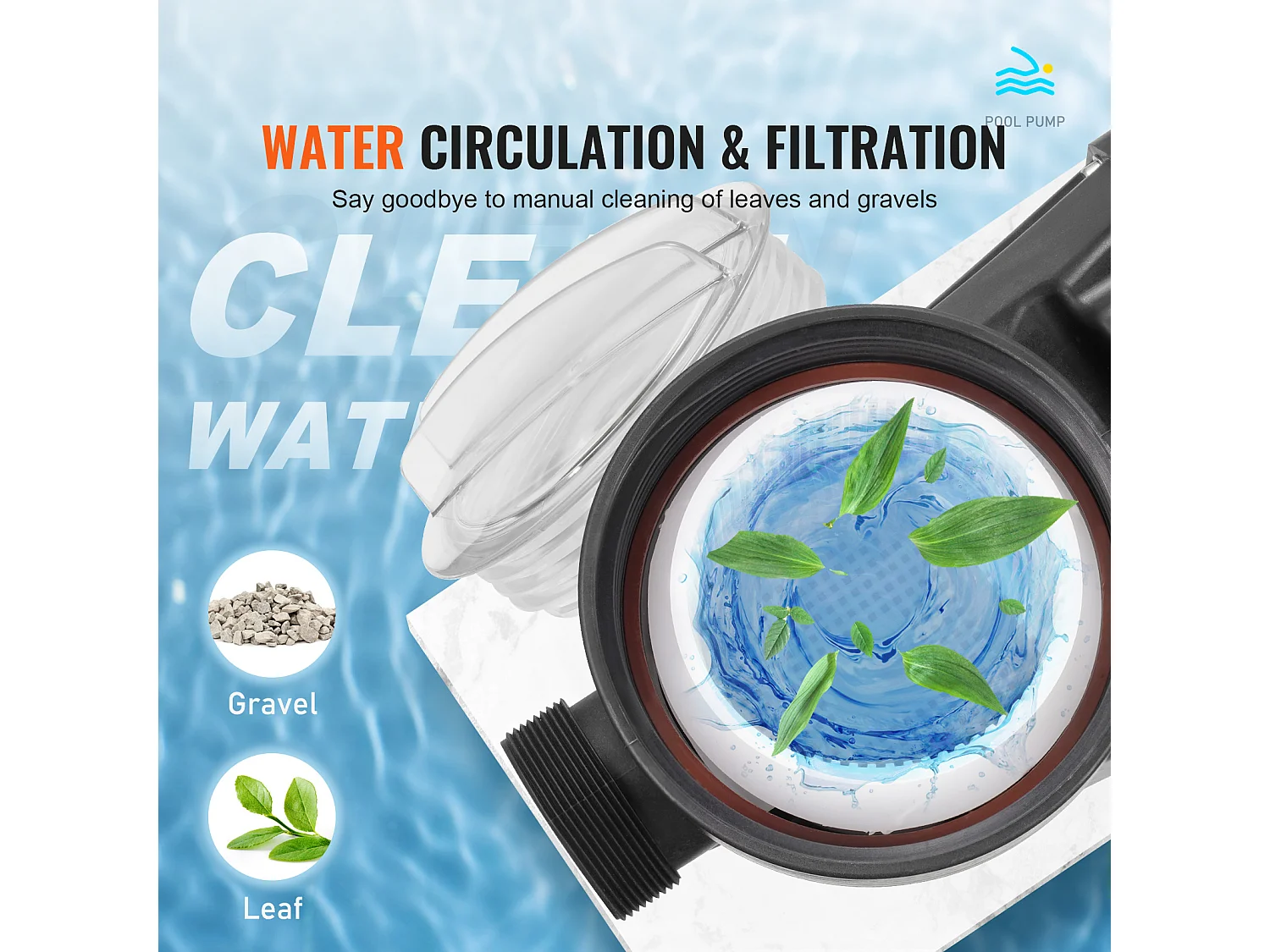 Pompe de Piscine Hors Sol SucceBuy, 1,5 CV, 1100 W, Débit 27800 L/H