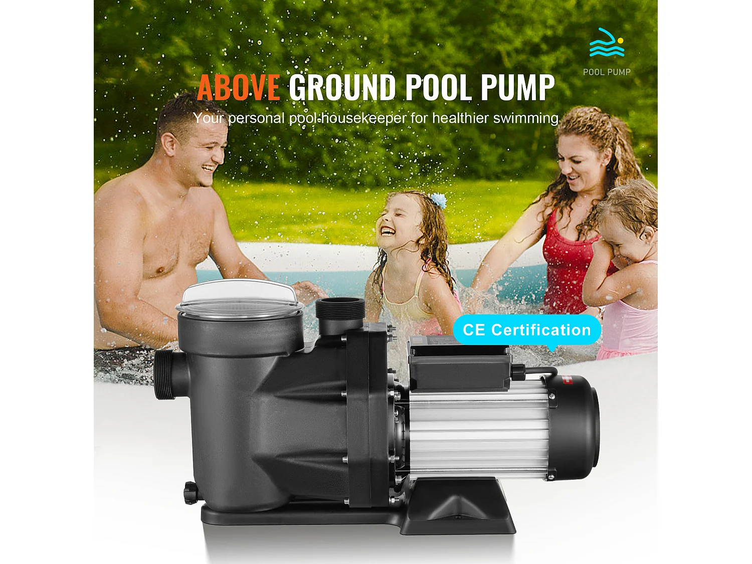Pompe de Piscine Hors Sol SucceBuy, 2 CV, 1800 W, Débit 33 000 L/H