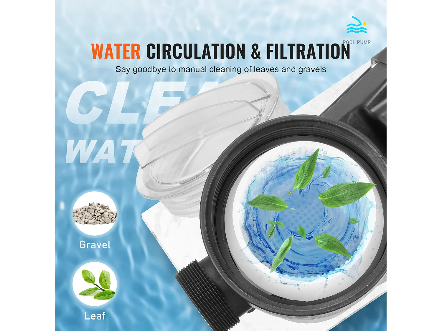 Pompe de Piscine Hors Sol SucceBuy, 2 CV, 1800 W, Débit 33 000 L/H