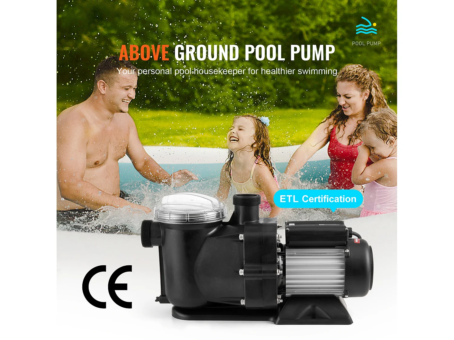 Bomba para Piscina Elevada SucceBuy, 2 CV, 115 GPM, 2850 RPM, con Certificación UL