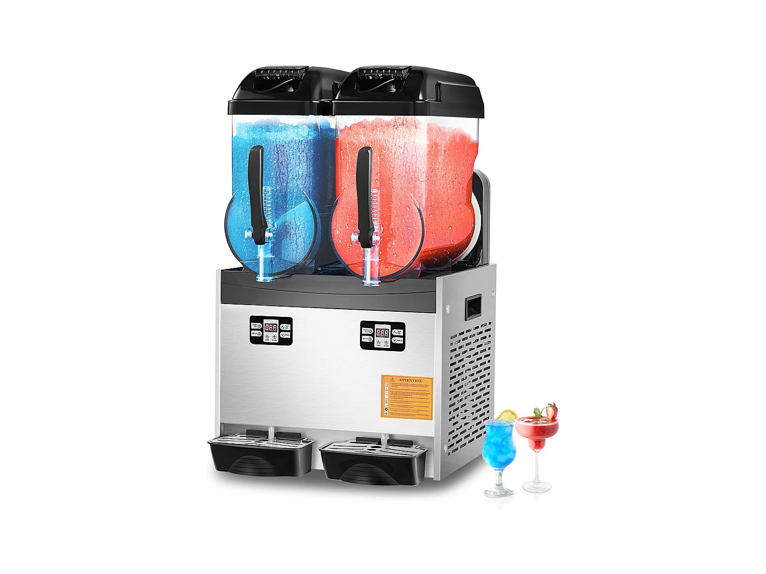 Machine à Granité SucceBuy Commerciale  2 x 12L , Machine à Smoothie Margarita, pour Supermarchés, Cafés, Restaurants, Bars