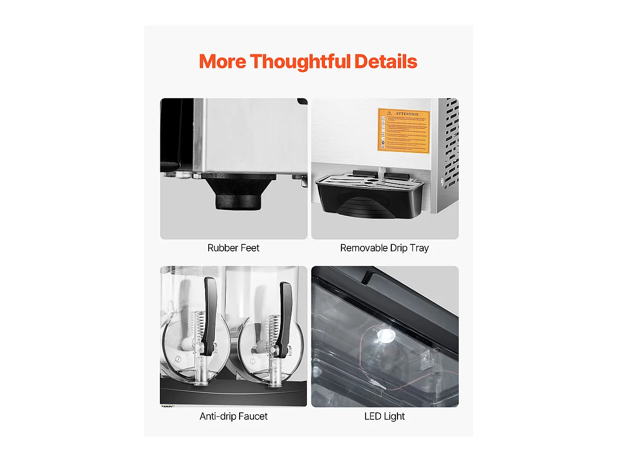 Machine à Granité SucceBuy Commerciale  2 x 12L , Machine à Smoothie Margarita, pour Supermarchés, Cafés, Restaurants, Bars