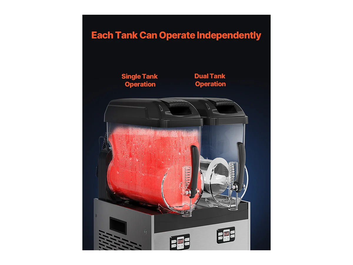 Machine à Granité SucceBuy Commerciale  2 x 12L , Machine à Smoothie Margarita, pour Supermarchés, Cafés, Restaurants, Bars