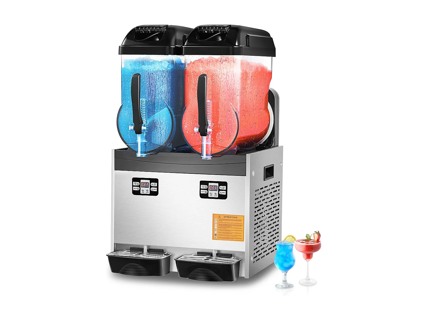 Machine à Granité SucceBuy Commerciale  2 x 12L , Machine à Smoothie Margarita, pour Supermarchés, Cafés, Restaurants, Bars