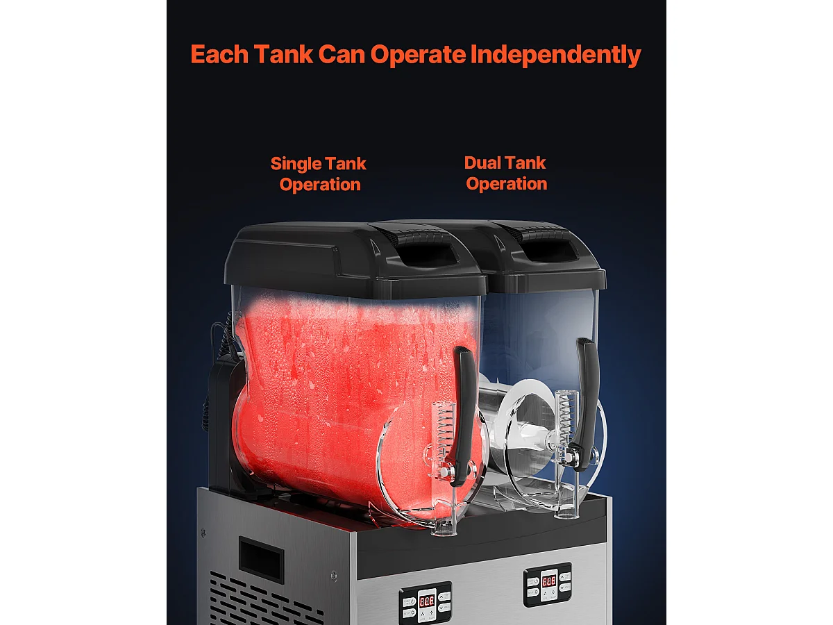 Machine à Granité SucceBuy Commerciale  2 x 12L , Machine à Smoothie Margarita, pour Supermarchés, Cafés, Restaurants, Bars