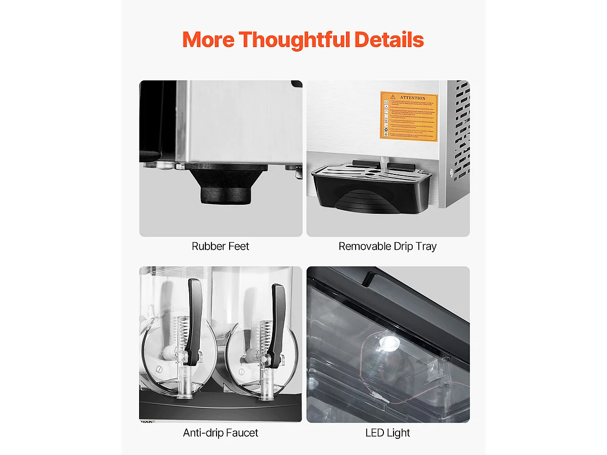 Machine à Granité SucceBuy Commerciale  2 x 12L , Machine à Smoothie Margarita, pour Supermarchés, Cafés, Restaurants, Bars