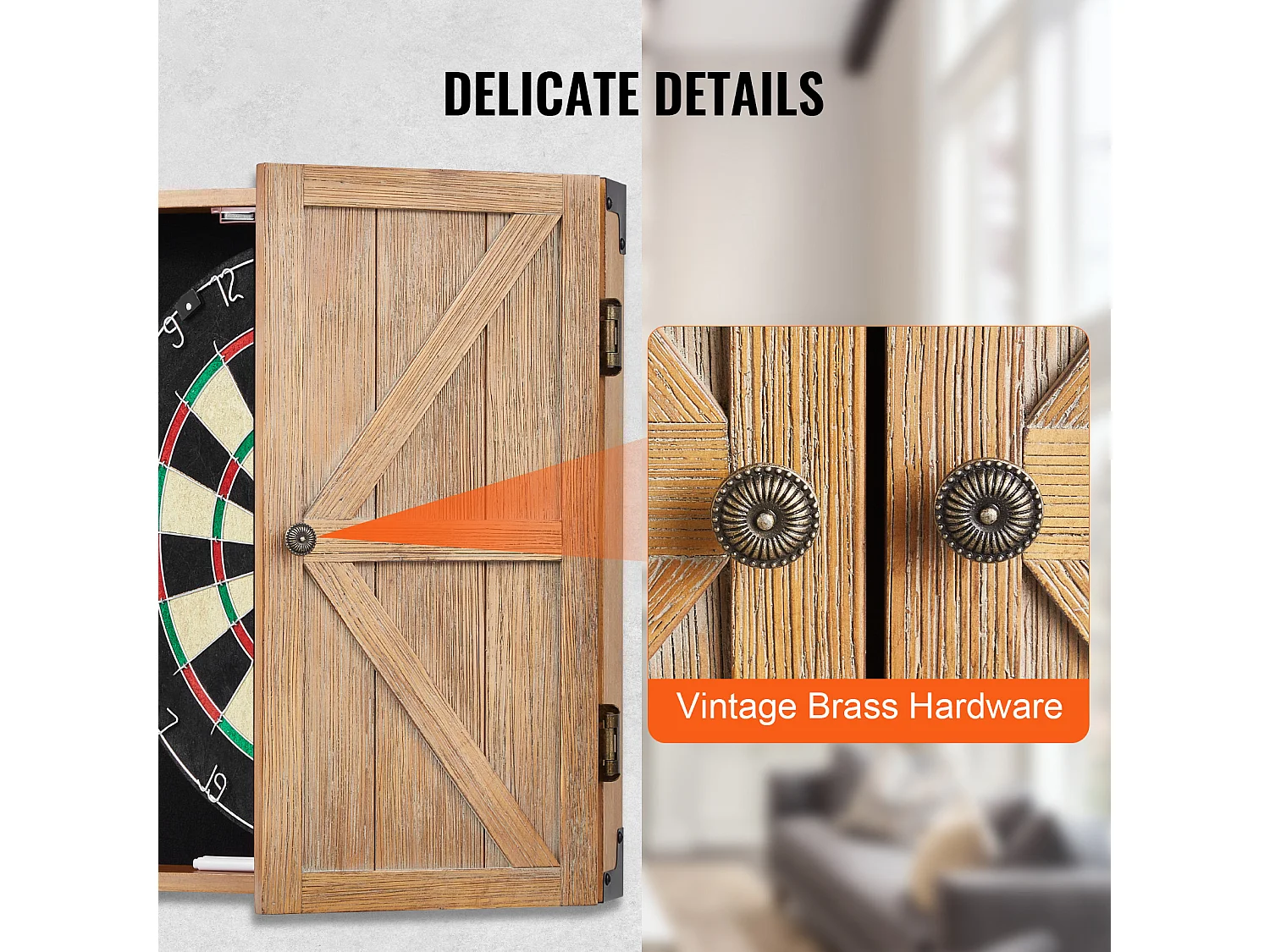 Kit Cible de Fléchettes et Armoire SucceBuy, Armoire à Fléchettes en Bois Massif, Assemblage Facile, pour Jeux de Cricket