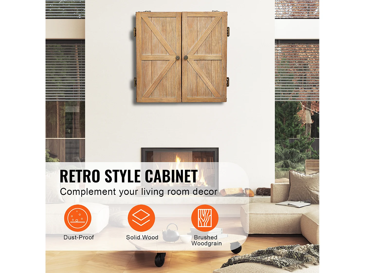 Kit Cible de Fléchettes et Armoire SucceBuy, Armoire à Fléchettes en Bois Massif, Assemblage Facile, pour Jeux de Cricket