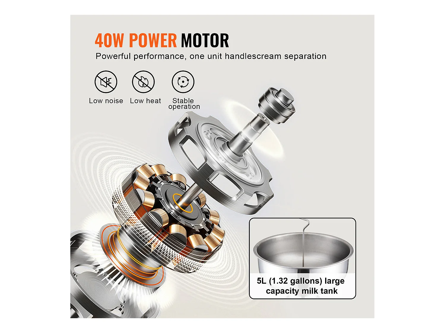 Séparateur de Crème Électrique SucceBuy 30 W, Sortie 100 L/H, 100-240 V, en Acier Inoxydable