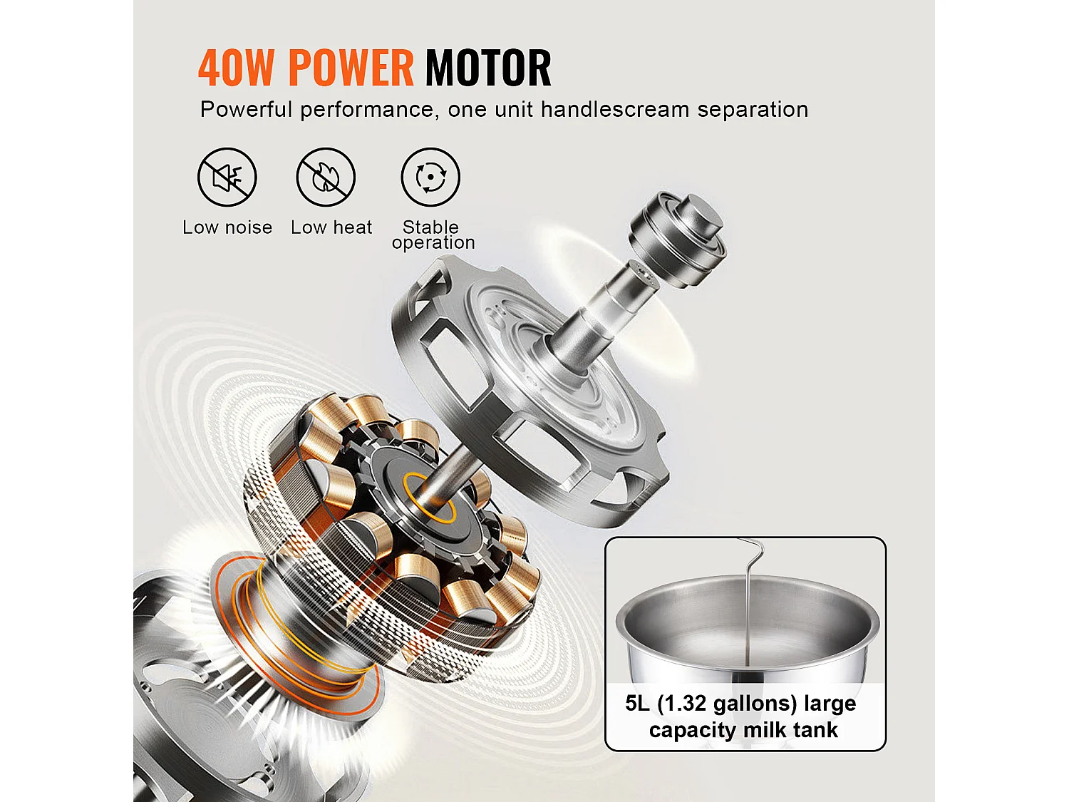 Séparateur de Crème Électrique SucceBuy 30 W, Sortie 100 L/H, 100-240 V, en Acier Inoxydable