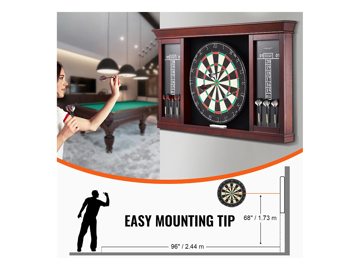 Kit Cible de Fléchettes et Armoire SucceBuy, Tous les Accessoires Inclus