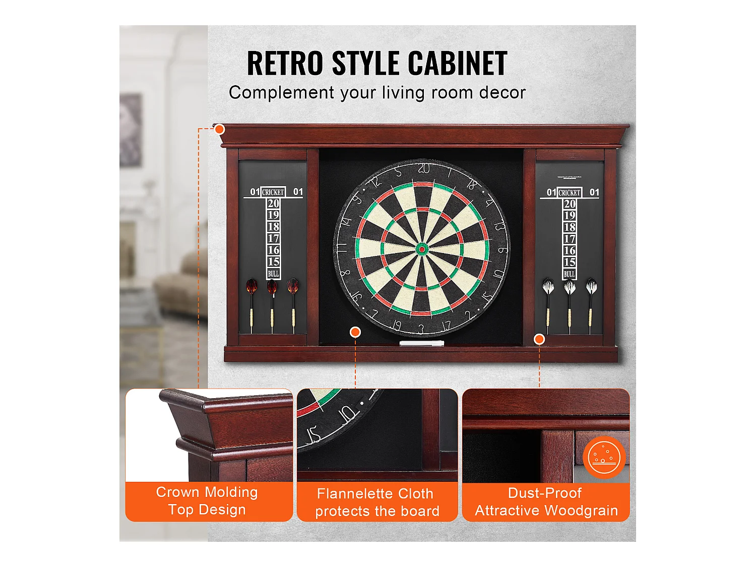 Kit Cible de Fléchettes et Armoire SucceBuy, Tous les Accessoires Inclus