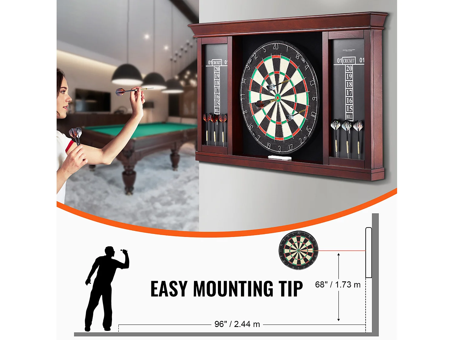 Kit Cible de Fléchettes et Armoire SucceBuy, Tous les Accessoires Inclus