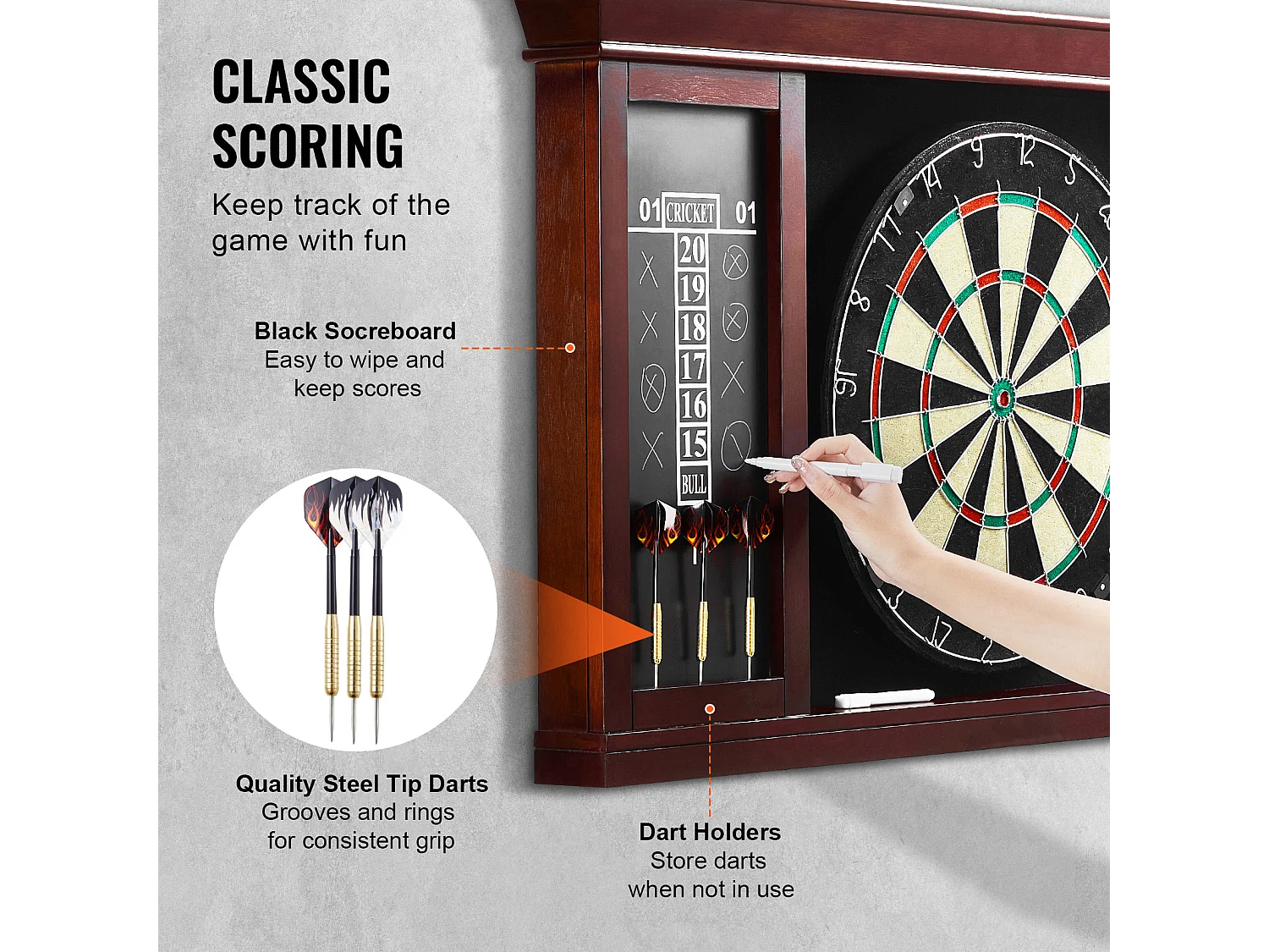 Kit Cible de Fléchettes et Armoire SucceBuy, Tous les Accessoires Inclus