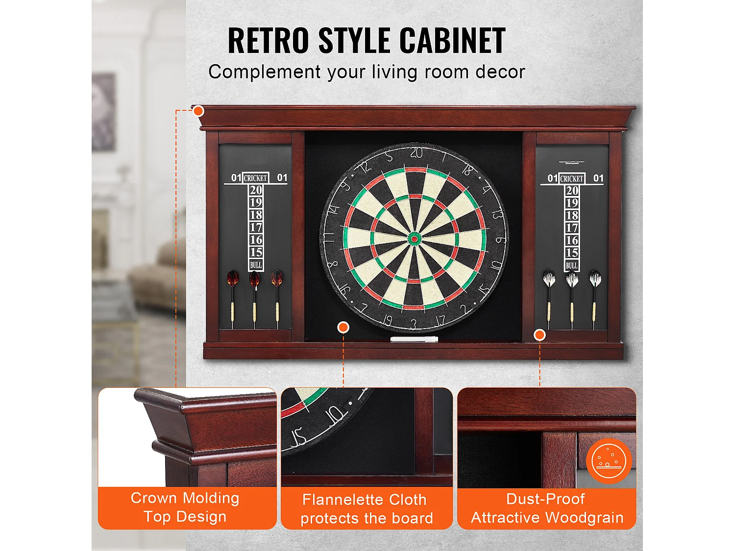 Kit Cible de Fléchettes et Armoire SucceBuy, Tous les Accessoires Inclus