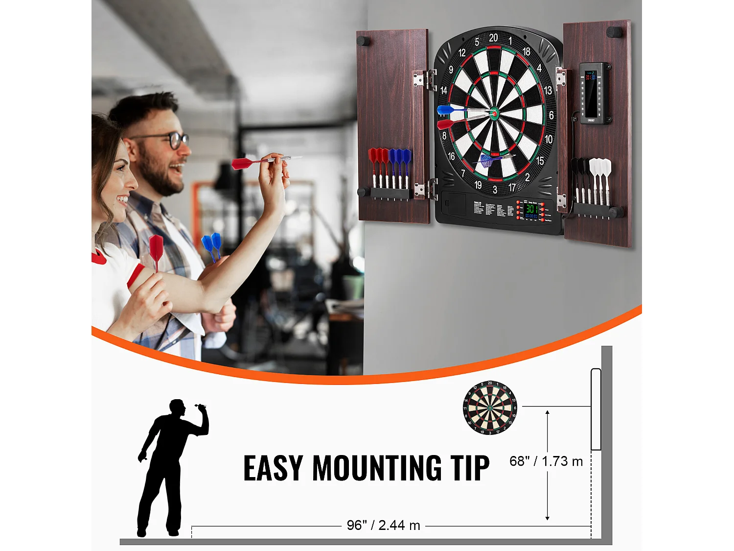 Kit Cible de Fléchettes et Armoire SucceBuy avec Accessoire Jeux de Cricket