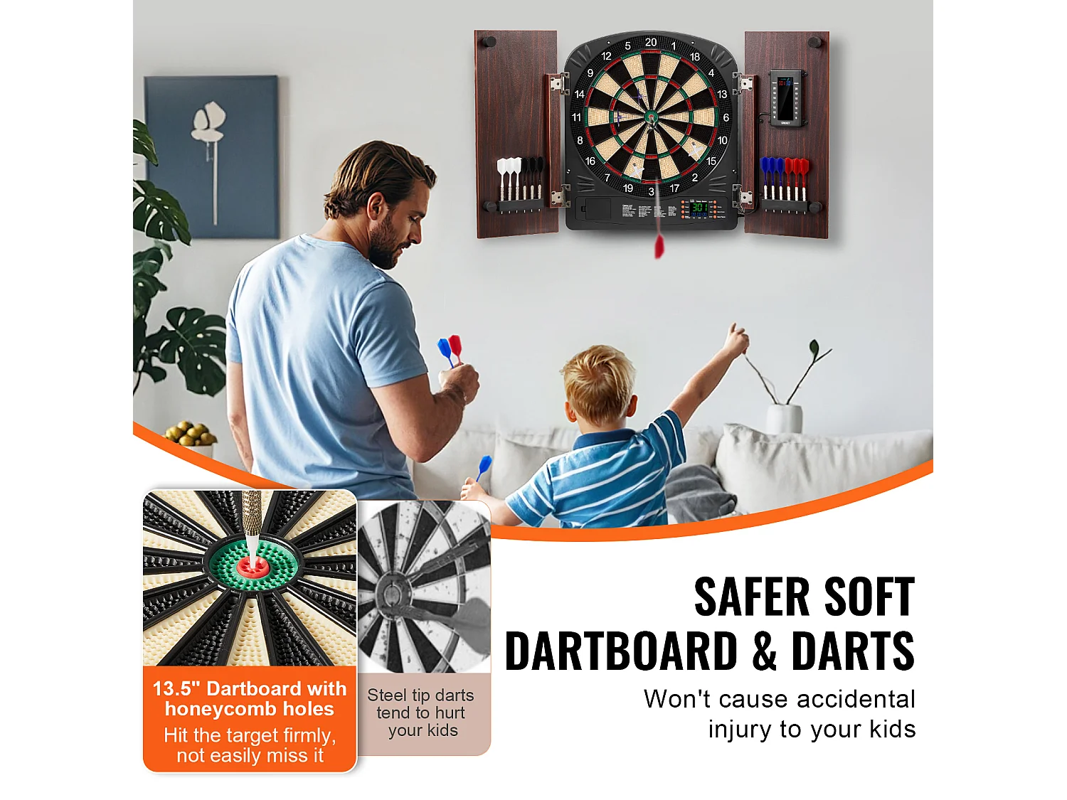 Kit Cible de Fléchettes et Armoire SucceBuy avec Accessoire Jeux de Cricket