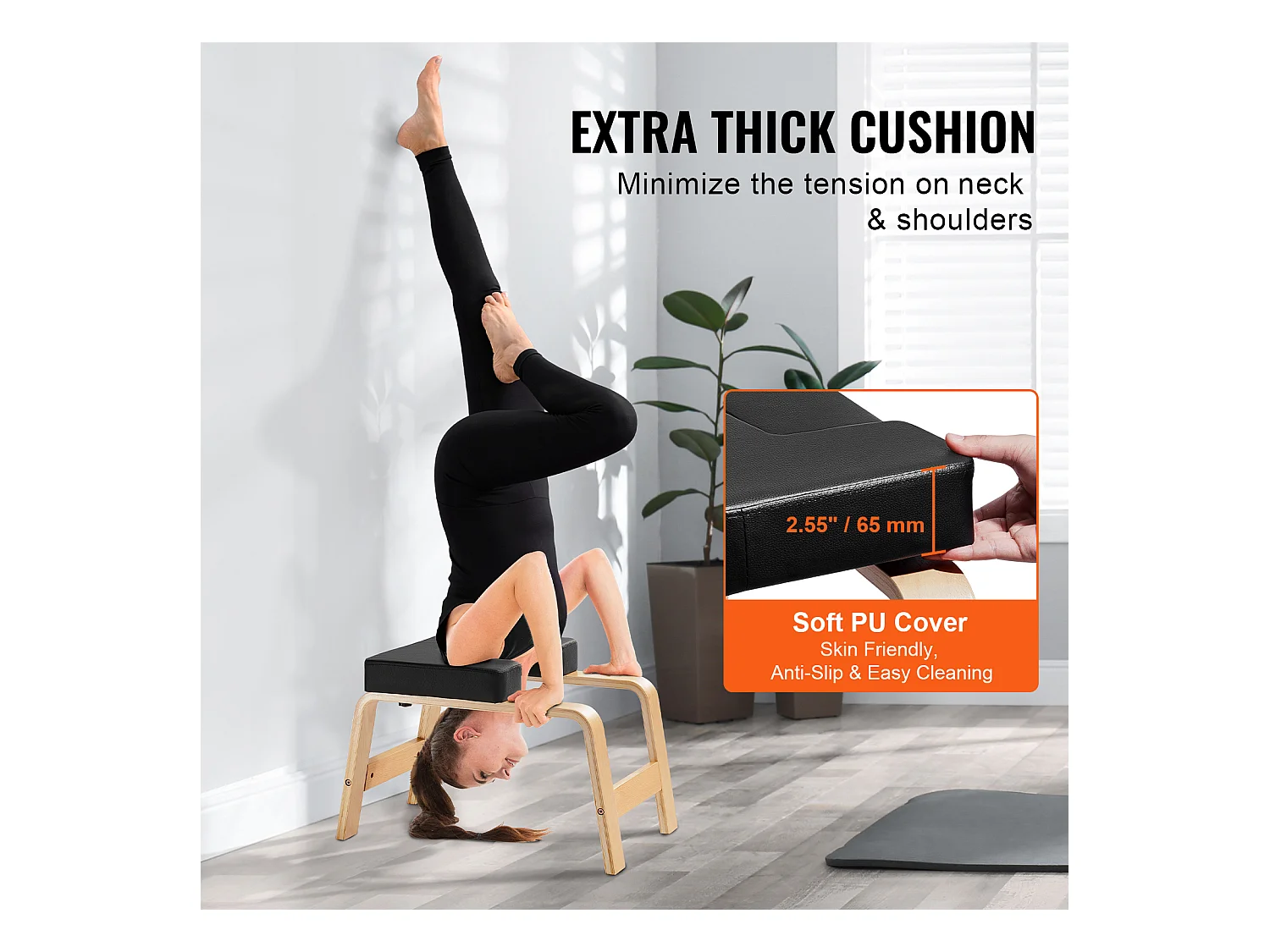 Banc de Yoga SucceBuy, Capacité de Charge 136 kg, pour Poirier, Entraînement de Fitness, Noir