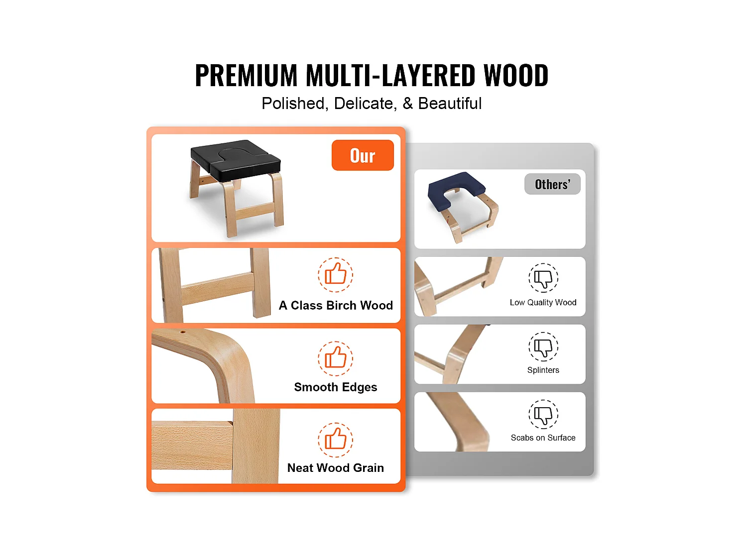 Yoga-Bank SucceBuy, Lastkapazität 136 kg, für Birkenholz, Fitness-Training, Schwarz