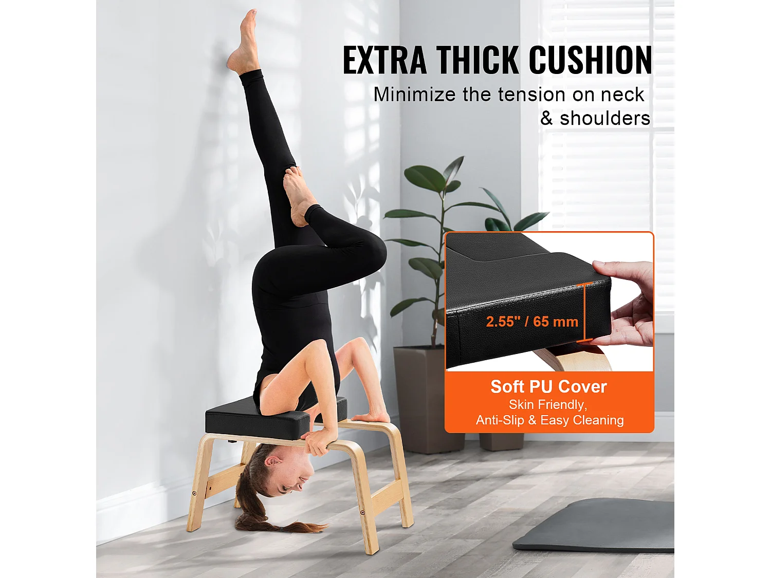 Banc de Yoga SucceBuy, Capacité de Charge 136 kg, pour Poirier, Entraînement de Fitness, Noir