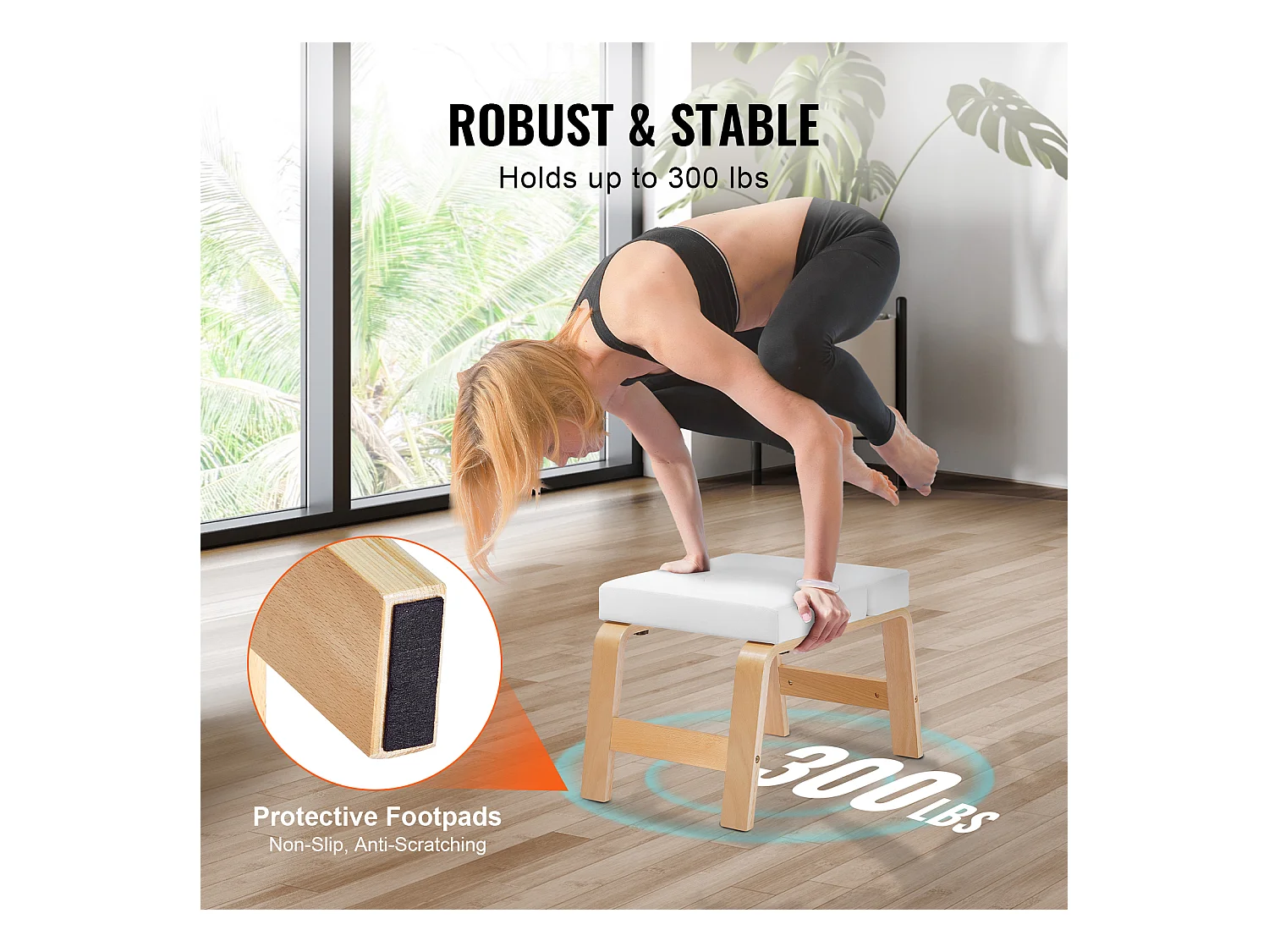 Krzesło do Jogi SucceBuy, Krzesło do Jogi do Wykonania Pozycji Krowy (Poirier), 136 kg, do Treningu Siły i Równowagi, Sala Treningowa, Biały