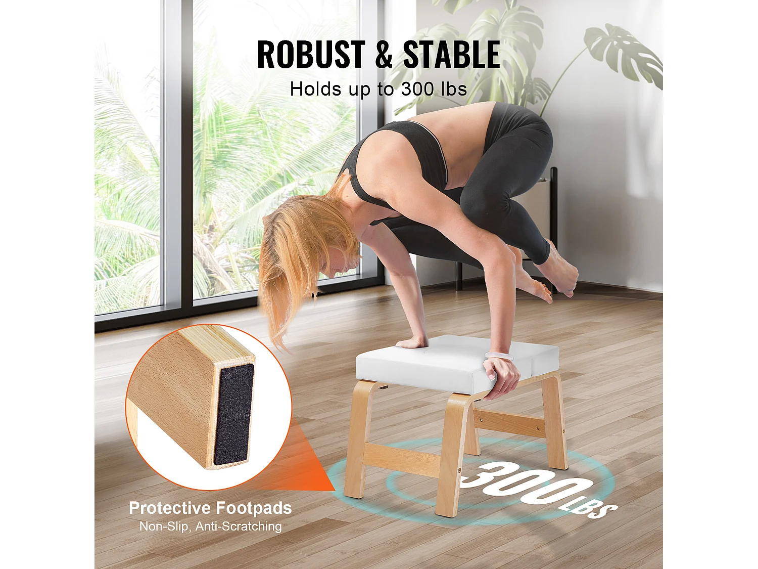 Sedia per Yoga SucceBuy, Sedia per Yoga per Fare la Posizione del Daino (Poirier), 136 kg, per Allenamento di Forza e Bilanciamento, Palestra, Bianco