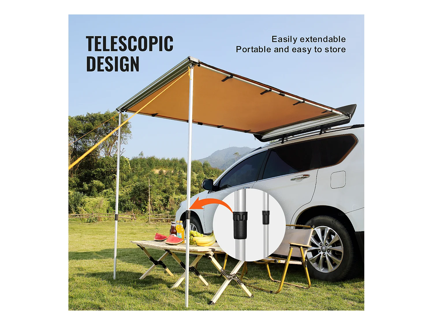 Auvent de Véhicule, Carport SucceBuy, Couverture D'ombre 140 x 201 cm, PU3000mm UV50+