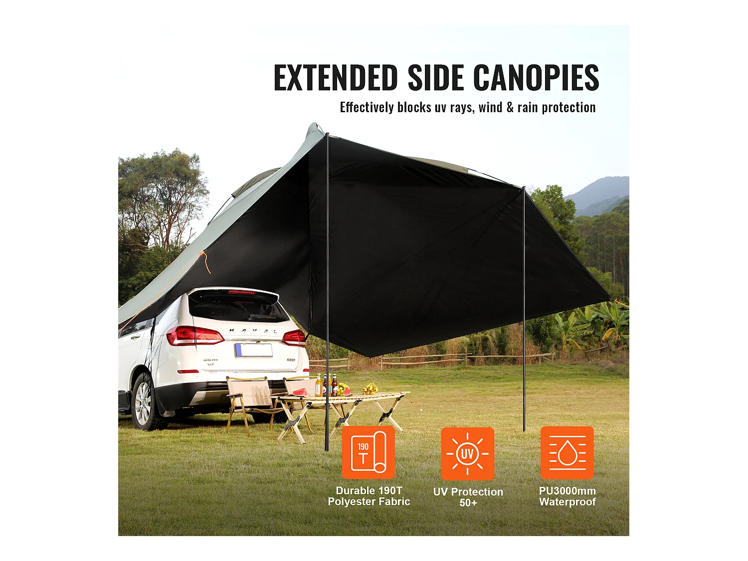 Tendone Veicolare SucceBuy, Copertura Ombrello 305 x 213 cm, PU2000mm UV50+, per Camion, SUV, Furgoni, Camper