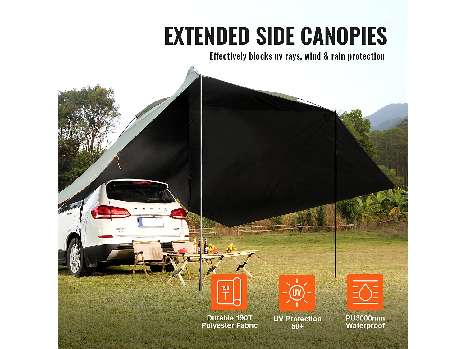 Auvent de Véhicule, Carport SucceBuy, Couverture D'ombre 305 x 213 cm, PU2000mm UV50+