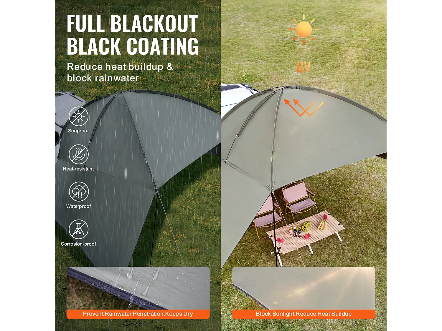 Auvent de Véhicule, Carport SucceBuy, Couverture D'ombre 305 x 213 cm, PU2000mm UV50+