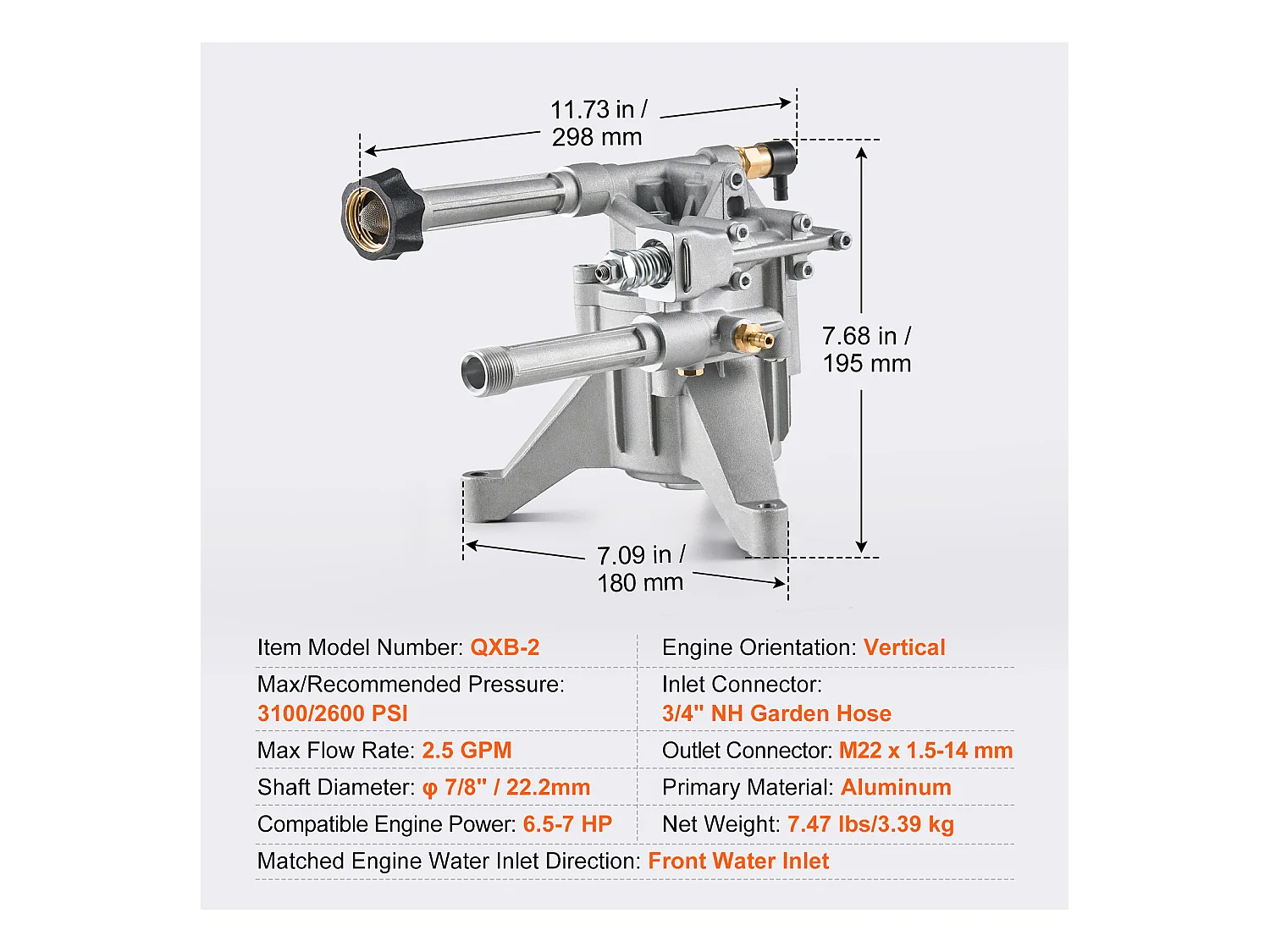 Pompa di Lavaggio ad Alta Pressione SucceBuy, 22,2 mm, 3100 PSI, 2,5 GPM, 5 Bocchette Verticali, per Honda, Troy Bilt, PowerStroke, Craftsman