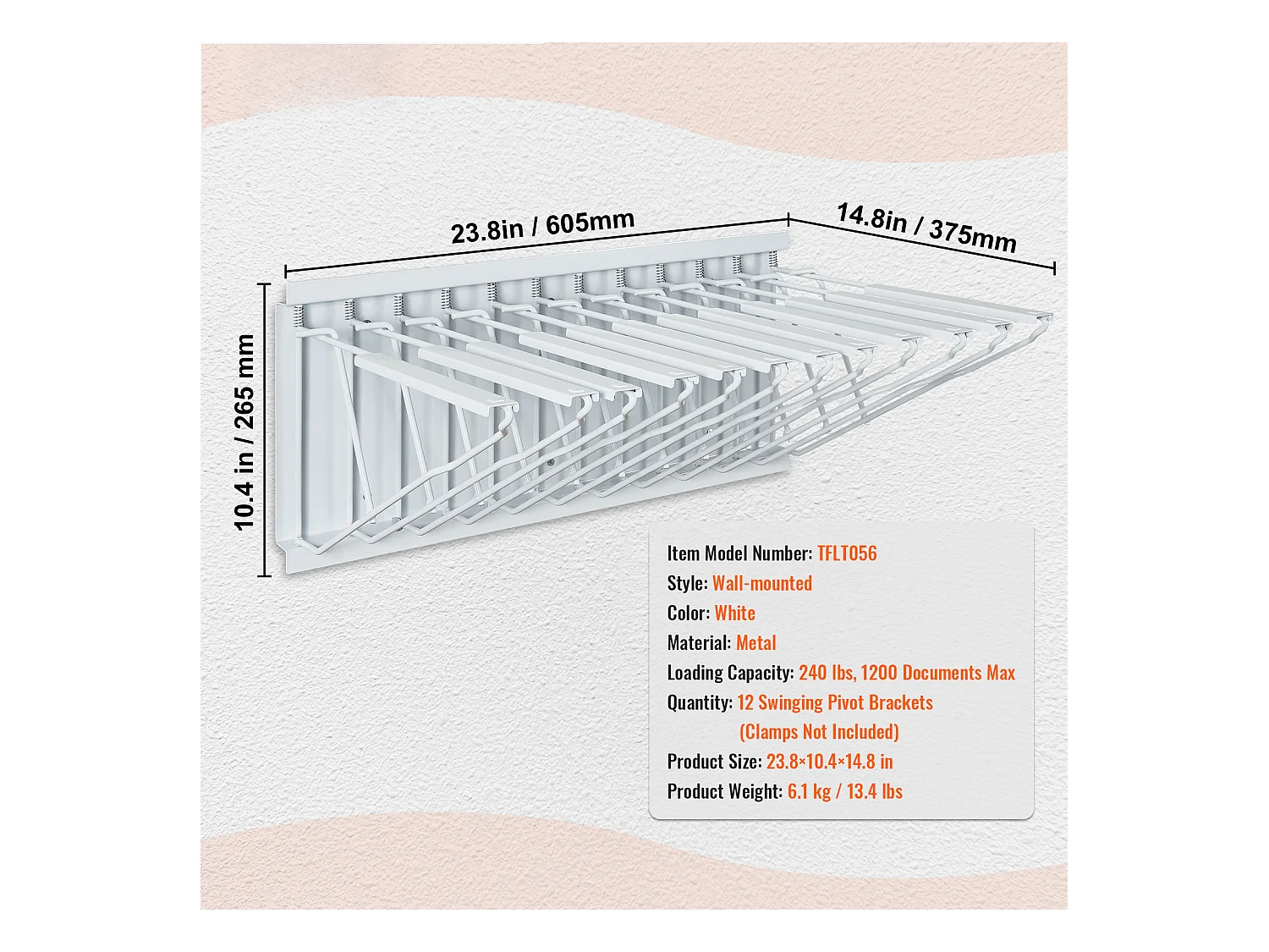Étagère de Rangement Mural pour Plans SucceBuy, 12 Supports Pivotants, peut Contenir 1 200 Feuilles