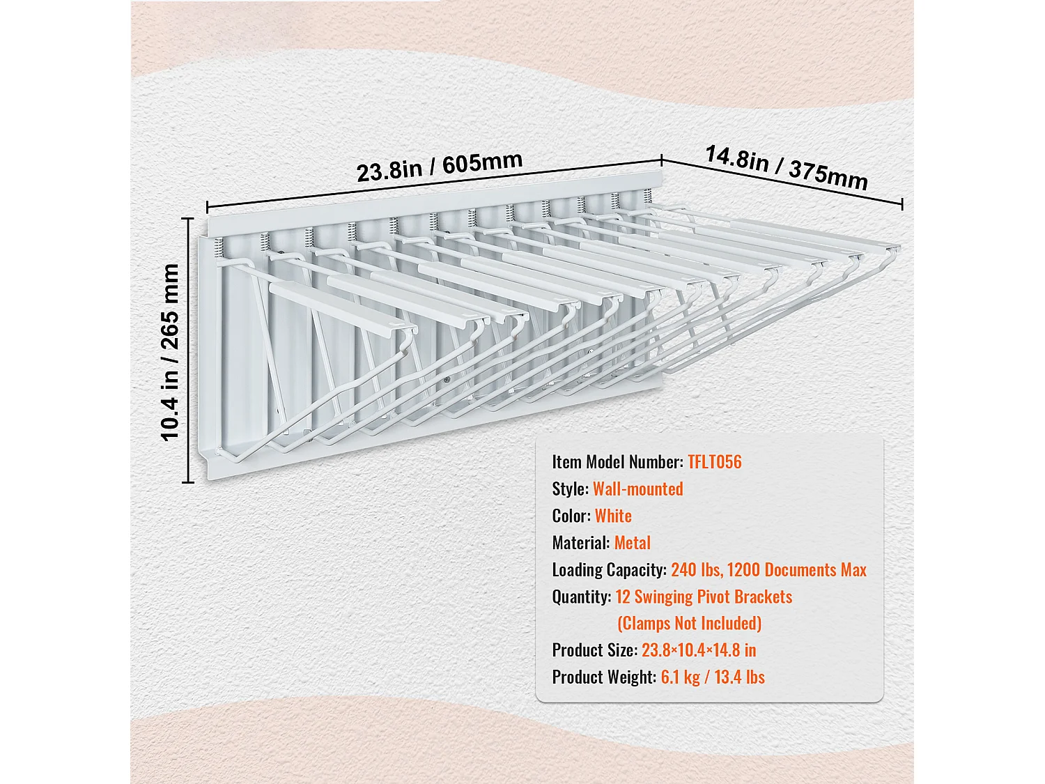 Étagère de Rangement Mural pour Plans SucceBuy, 12 Supports Pivotants, peut Contenir 1 200 Feuilles
