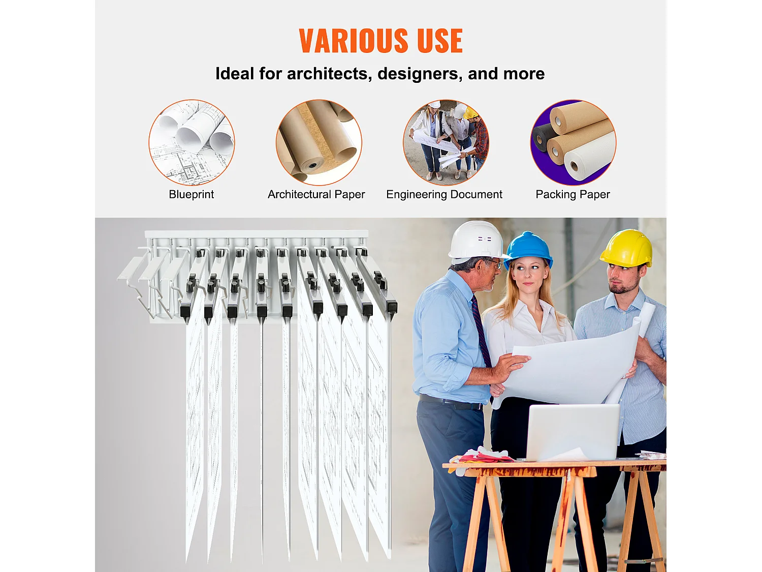 Étagère de Rangement Mural pour Plans SucceBuy, 12 Supports Pivotants, peut Contenir 1 200 Feuilles