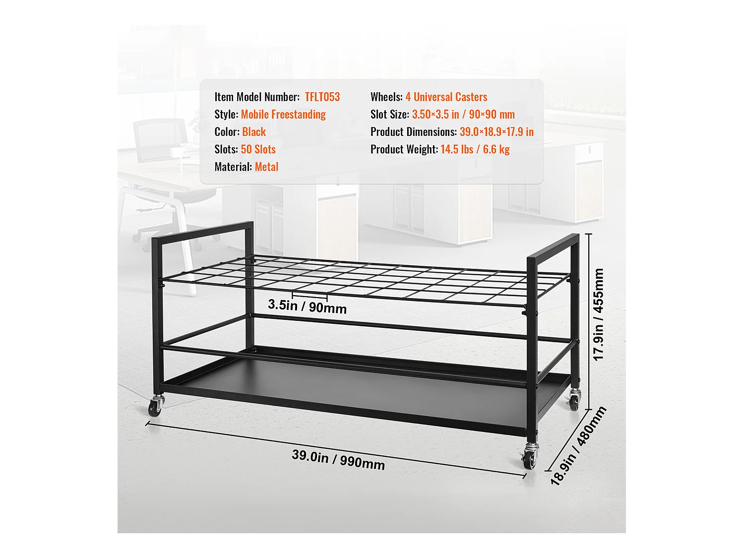 Regał Magazynowy SucceBuy z 50 Przegrodami, Mobilny, na Kółkach
