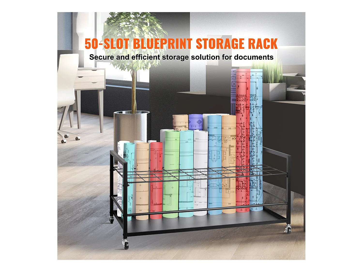 Regał Magazynowy SucceBuy z 50 Przegrodami, Mobilny, na Kółkach