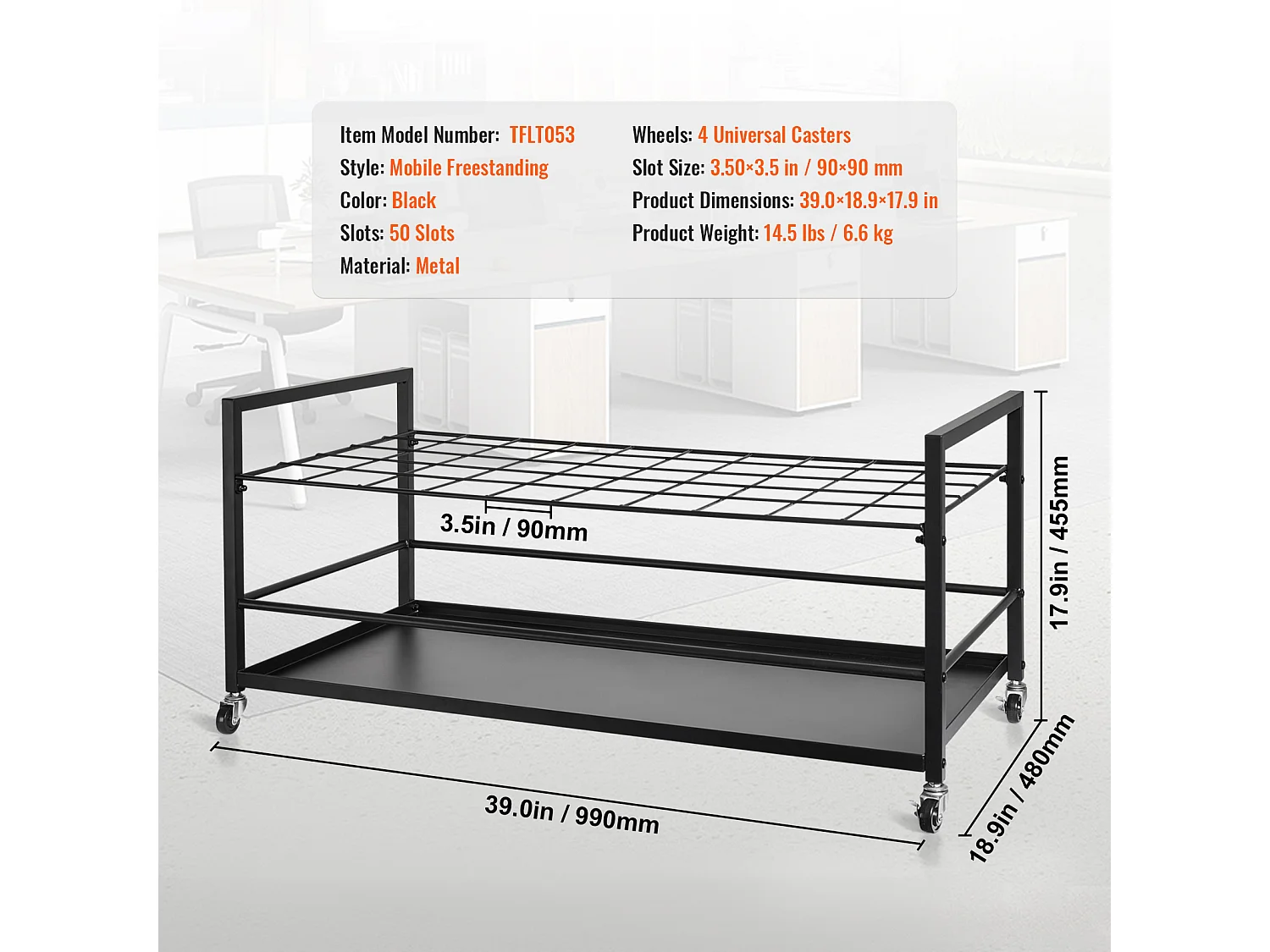 Étagère de Rangement SucceBuy à 50 Emplacements, Mobile avec Roulettes