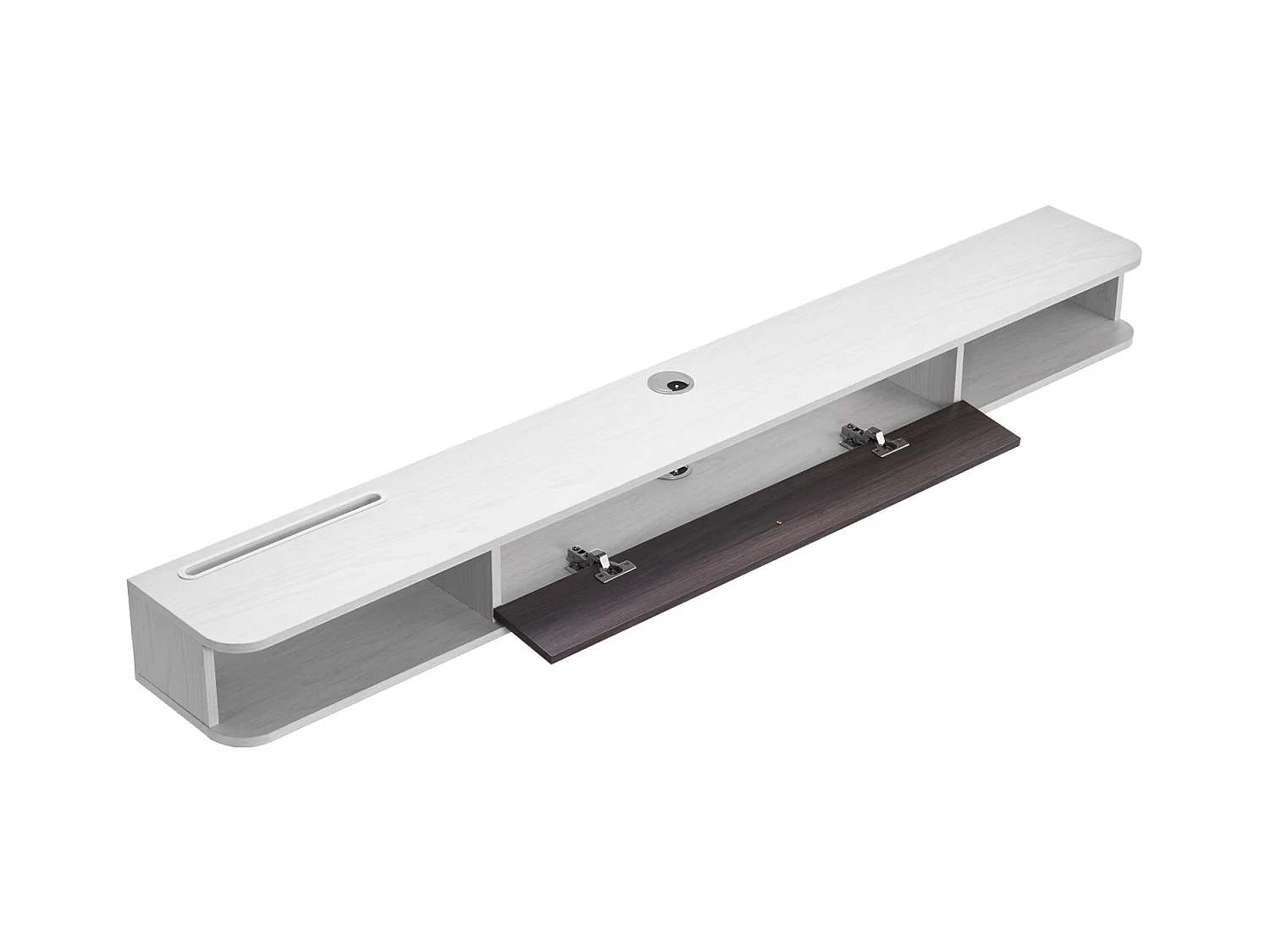 Meuble TV Mural SucceBuy Meuble TV Mural, 180 cm, Console Multimédia avec Gestion des Câbles, Étagère Moderne en Panneaux de Particules, avec Rangements