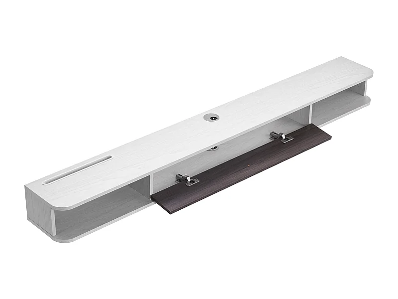 Szafka Ścienna pod TV SucceBuy Wiszący Stojak pod Telewizor, 180 cm, Konsola Multimedialna z Systemem Zarządzania Kablami, Nowoczesna Półka z Płyty Wiórowej