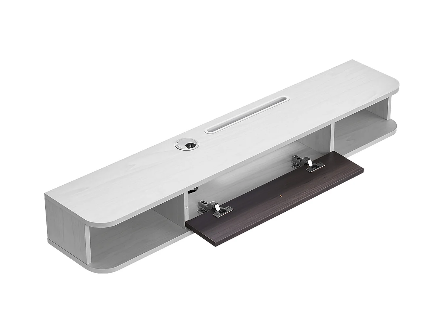 Meuble TV Mural SucceBuy Meuble TV Mural Flottant, 120 cm, Console Multimédia Moderne avec Gestion des Câbles, Étagère en Panneaux de Particules avec Rangement
