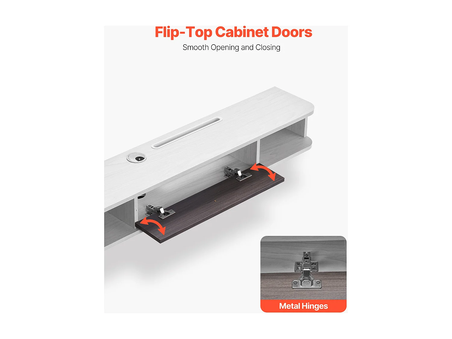 Szafka Ścienna pod TV SucceBuy Wiszący Stojak pod Telewizor, 120 cm, Nowoczesna Konsola Multimedialna z Systemem Zarządzania Kablami, Półka z Płyty Wiórowej