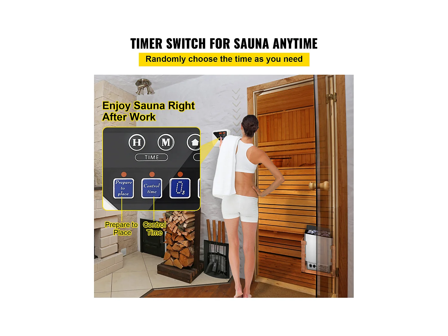 Poêle de Sauna SucceBuy, Contrôleur de Chauffage de Sauna Électrique, 3-9KW, 380V-415V, pour Contrôler Durée et Température de Chauffage