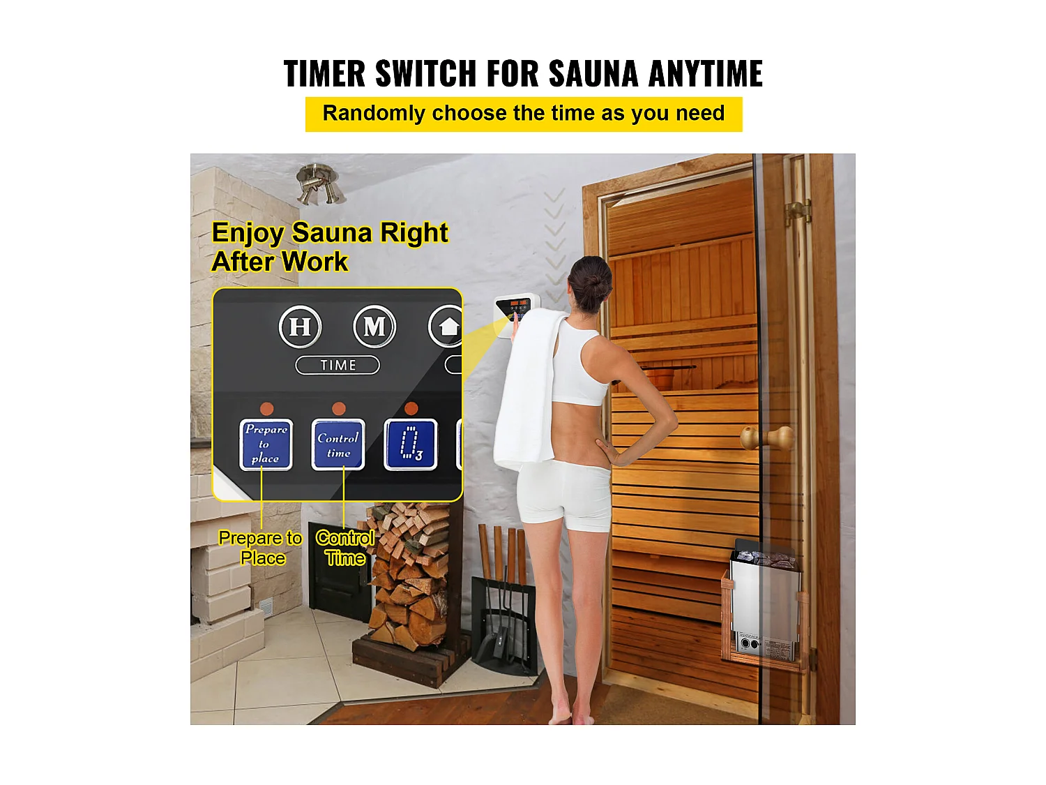 Poêle de Sauna SucceBuy, Contrôleur de Chauffage de Sauna Électrique, 3-9KW, 380V-415V, pour Contrôler Durée et Température de Chauffage