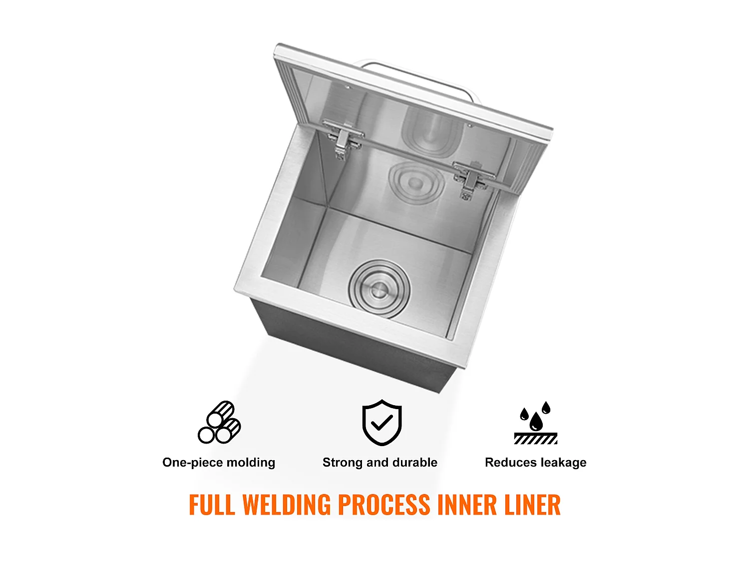 Ijskist SucceBuy, 35,5 x 30,5 x 45,7 cm, Roestvrij Staal, met Hengeslot Lok, voor Buitenkeuken