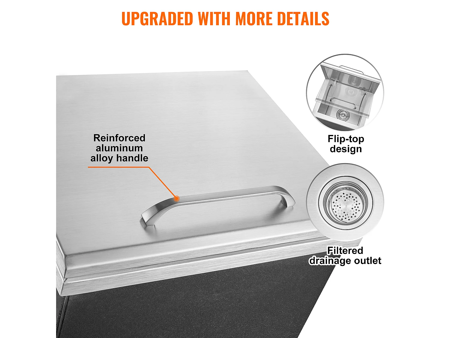 Ijskist SucceBuy, 35,5 x 30,5 x 45,7 cm, Roestvrij Staal, met Hengeslot Lok, voor Buitenkeuken